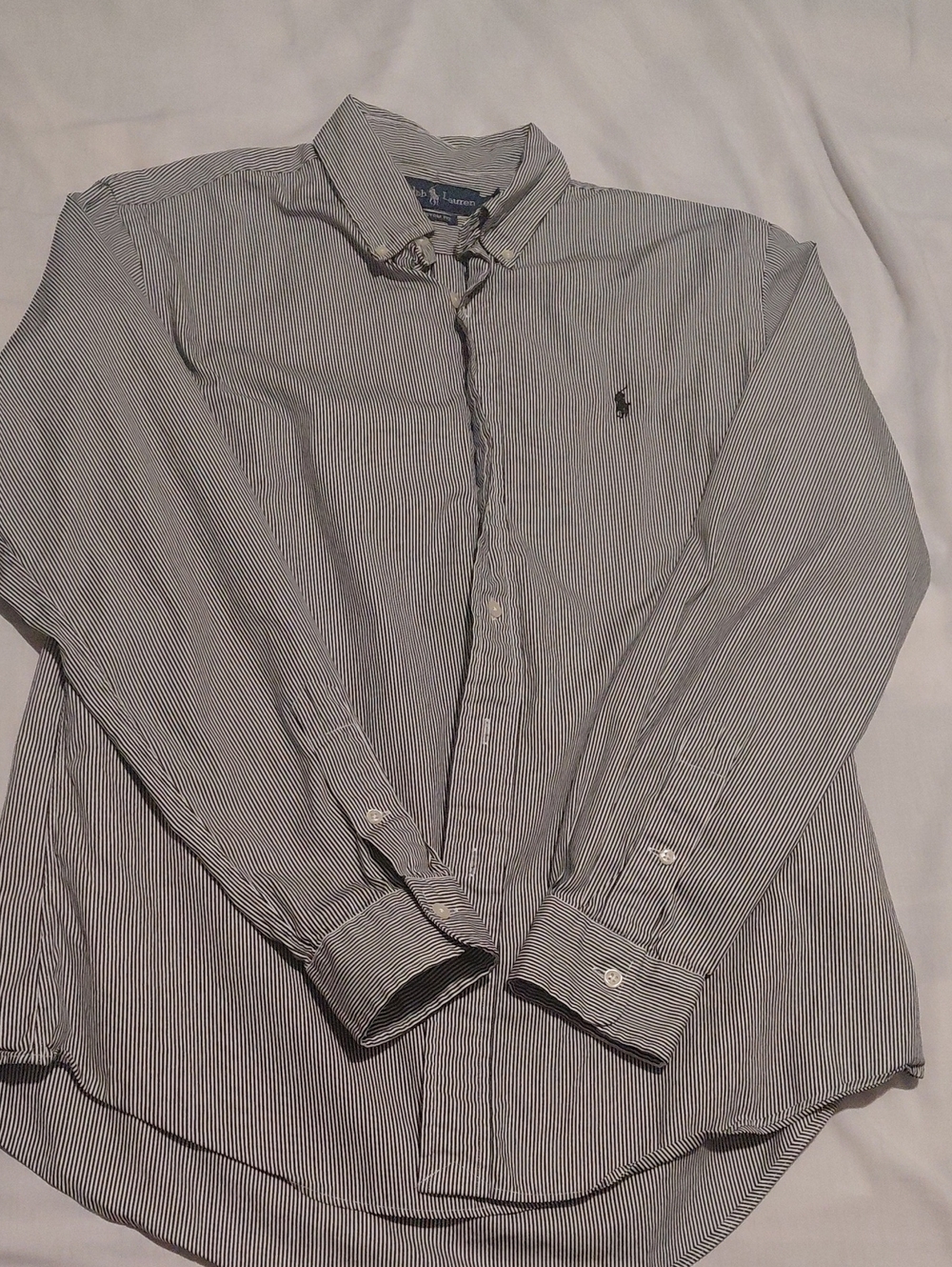 Polo by Ralph Lauren Men's Black Stripe Button-Down Shirt Sz. L Excellent Cond.